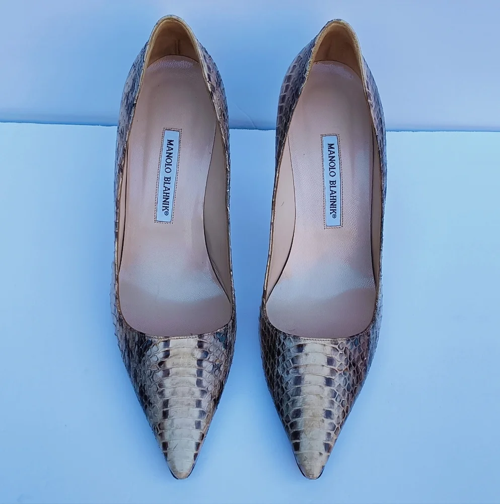 Manolo Blahnik Snake Skin Heels - Picture 3 of 11